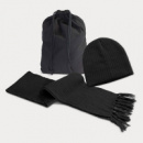 Nebraska Scarf and Beanie Set+Black