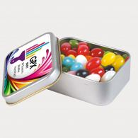Assorted Colour Mini Jelly Beans in Silver Rectangular Tin image