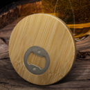 Bamboo Bottle Opener Coaster Round+in use