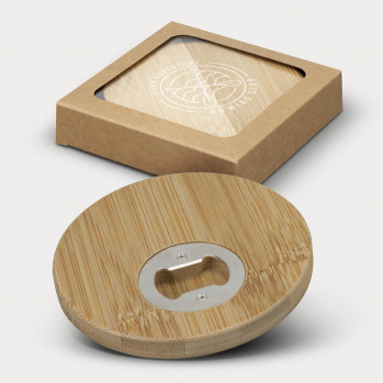 Bamboo Bottle Opener Coaster Set of 2 (Round)