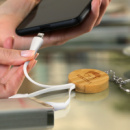 Bamboo Charging Cable Key Ring Round+in use