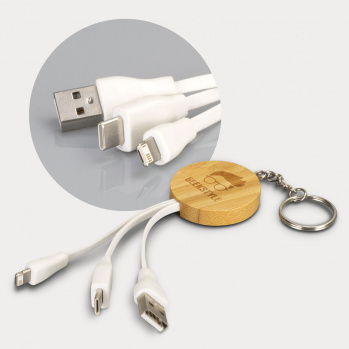Bamboo Charging Cable Key Ring (Round)