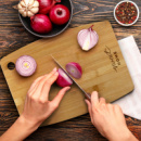 Bamboo Chopping Board+in use