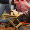 Bamboo Folding Wine Table+in use