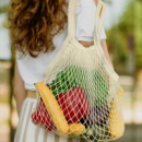 Cotton Mesh Foldaway Tote Bag+in use