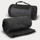 Glasgow Fleece Blanket with Strap+Black