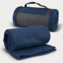 Glasgow Fleece Blanket with Strap+Navy