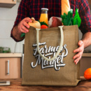 Lanza Starch Jute Tote Bag+in use