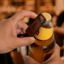 Santo Bottle Opener Key Ring+in use