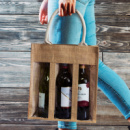 Serena Jute Triple Wine Carrier+in use