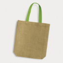 Thera Jute Tote Bag Coloured Handles+Bright Green