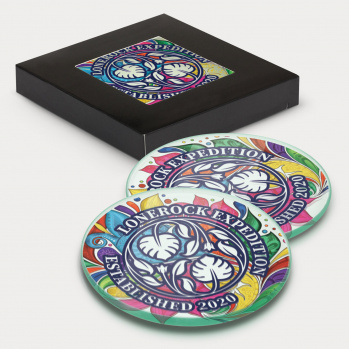 Venice Glass Coaster Set of 2 Round (Full Colour)